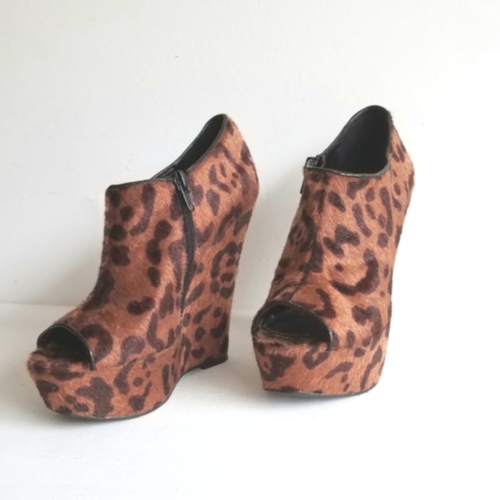 Open Toe Leopard Platform Bootie - image 2
